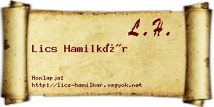 Lics Hamilkár névjegykártya